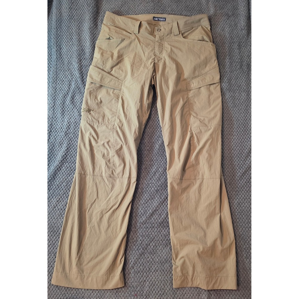 Arcteryx Palisade Cargo Pants Mens 33 Tan Khaki Hiking Technical Trousers Nylon
